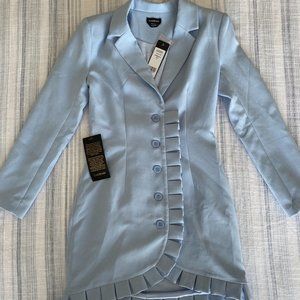 bebe PLEATED RUFFLE BLAZER DRESS - Size S